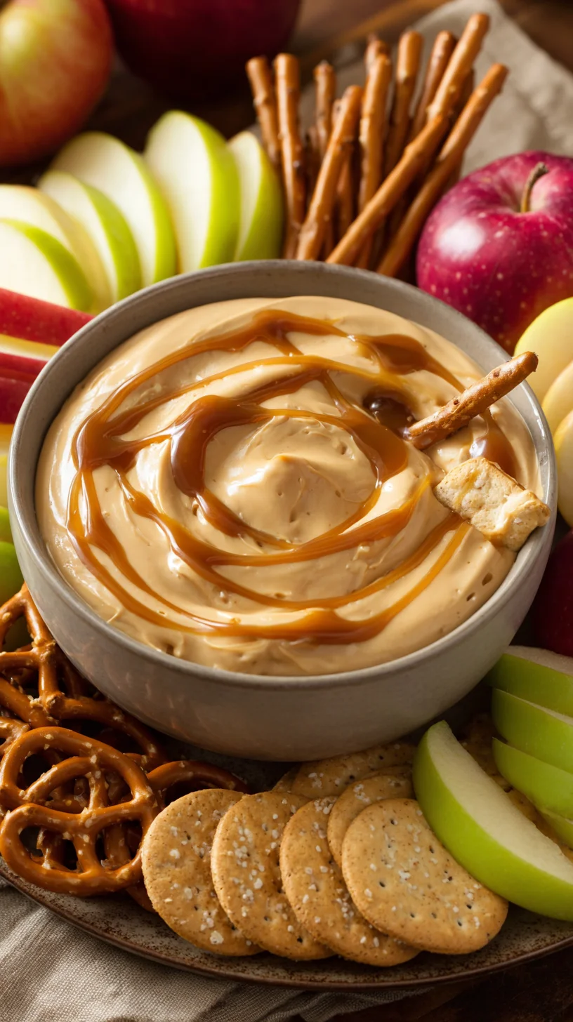 Caramel apple dip swirled with cream cheese. Caramel apple dip swirled with cream cheese.