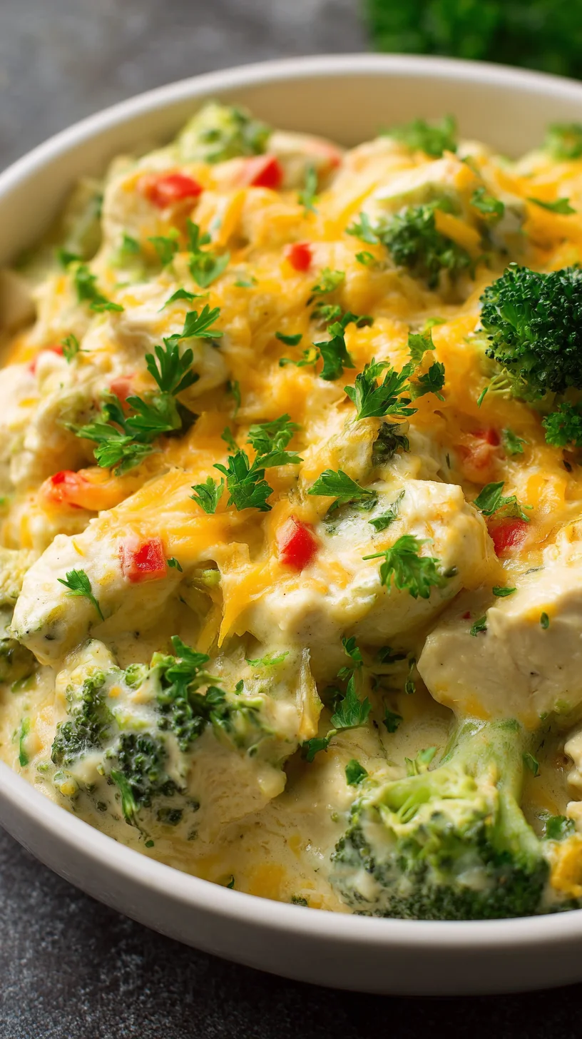 Close-up of cheesy, bubbly low carb chicken casserole. Close-up of cheesy, bubbly low carb chicken casserole.