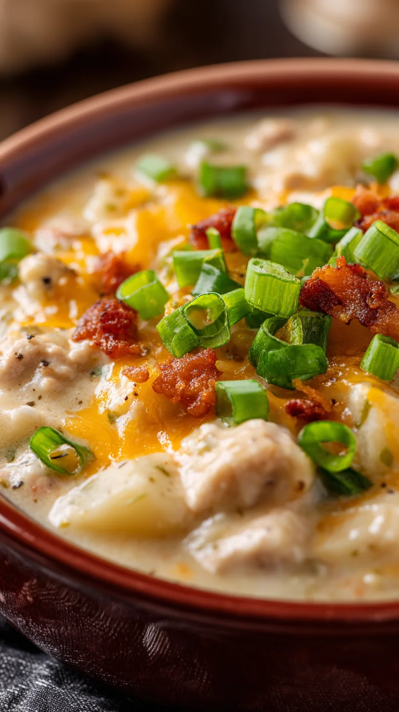 Creamy crack potato soup simmering in a crock pot. Creamy crack potato soup simmering in a crock pot.