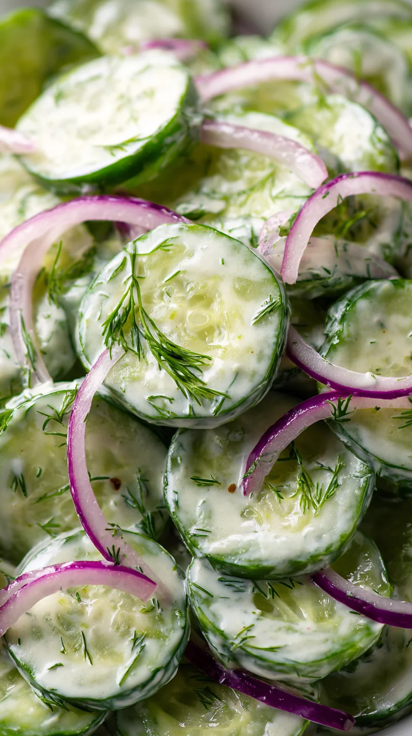 Creamy cucumber salad with fresh dill. Creamy cucumber salad with fresh dill.