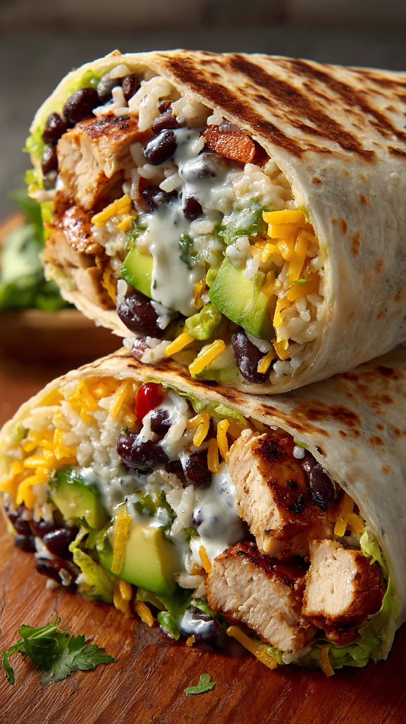 Grilled chicken burrito with chipotle ranch dressing. Grilled chicken burrito with chipotle ranch dressing.