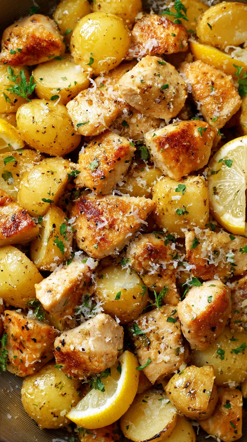Garlic Parmesan Chicken and Potatoes skillet meal.