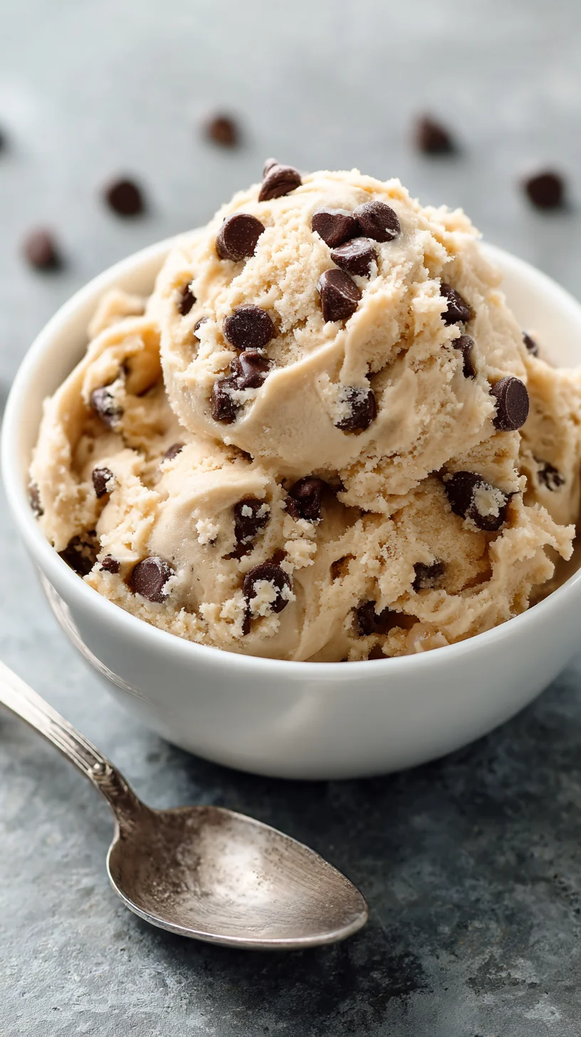 Scooping a spoonful of safe-to-eat cookie dough. Scooping a spoonful of safe-to-eat cookie dough.