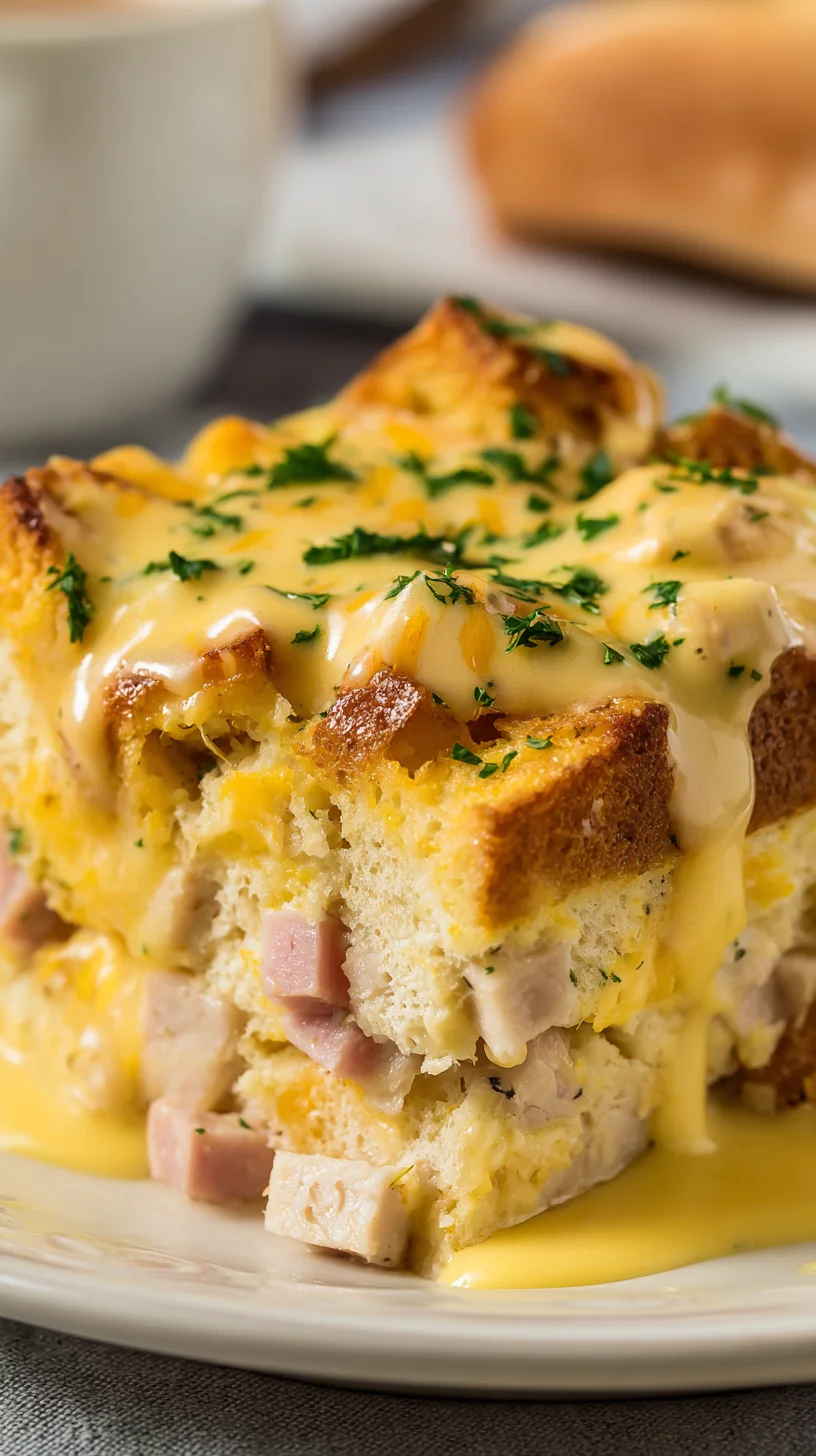 Eggs Benedict casserole, ready to serve. Eggs Benedict casserole, ready to serve.