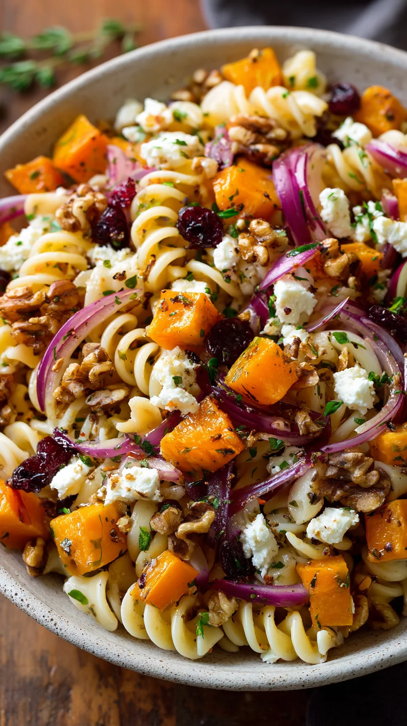 Fall harvest pasta salad with seasonal vegetables. Fall harvest pasta salad with seasonal vegetables.