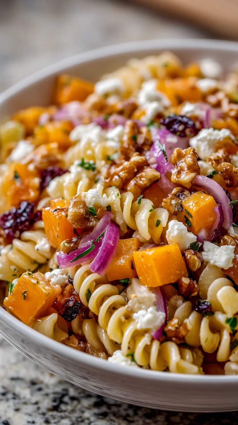 Colorful pasta salad featuring autumn ingredients. Colorful pasta salad featuring autumn ingredients.
