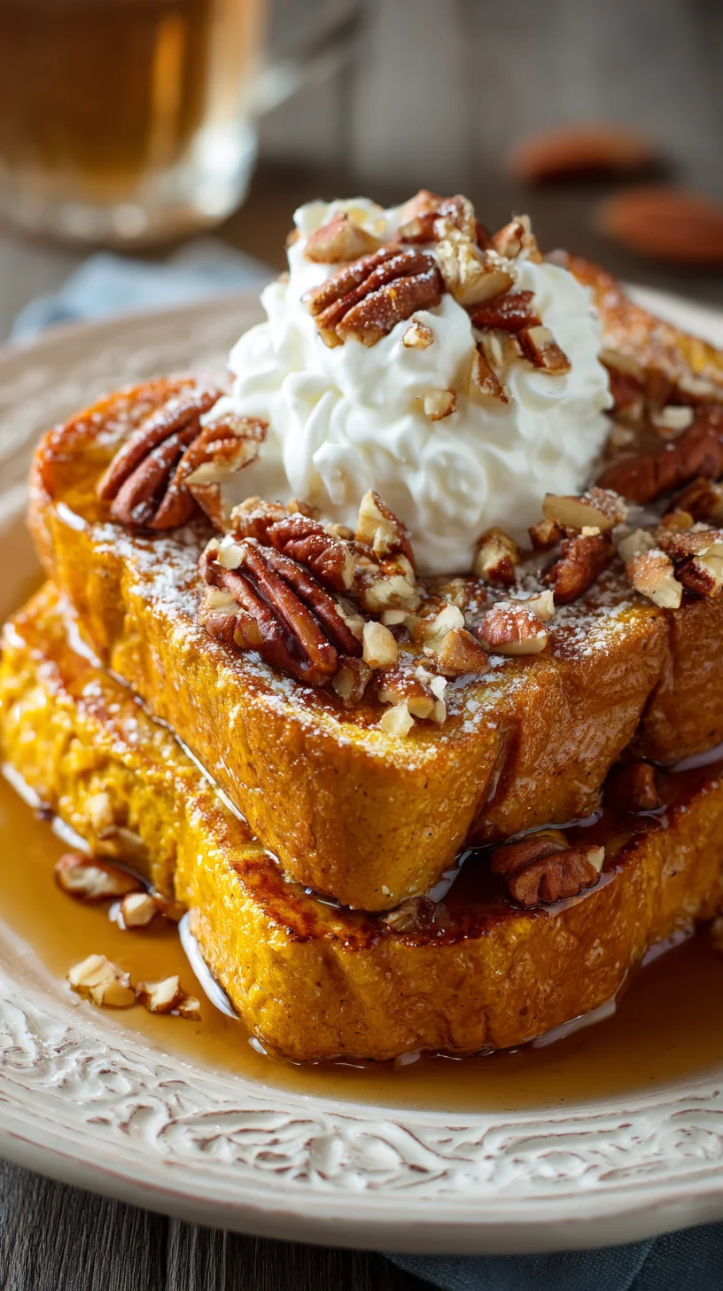 Fall pumpkin French toast, ready to eat. Fall pumpkin French toast, ready to eat.