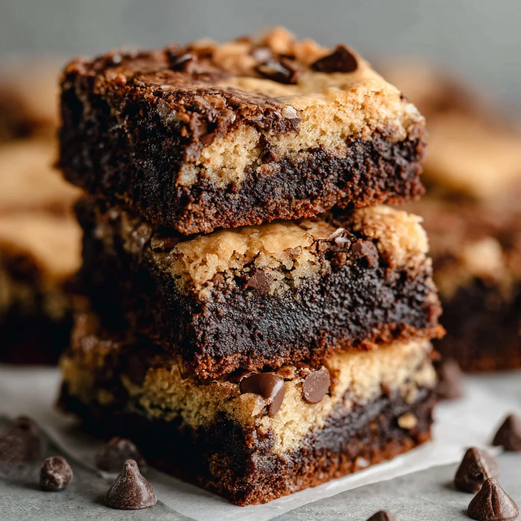Stack of chocolate browkies, brownie and cookie hybrid dessert. Stack of chocolate browkies, brownie and cookie hybrid dessert.