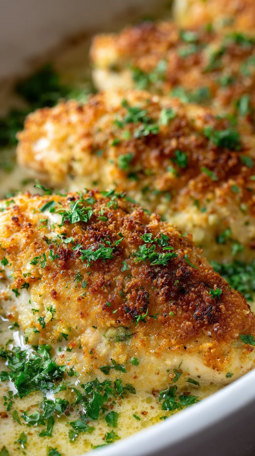 Garlic parmesan chicken bake, ready to serve.