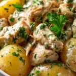Delicious Garlic Parmesan Crockpot Chicken & Potatoes