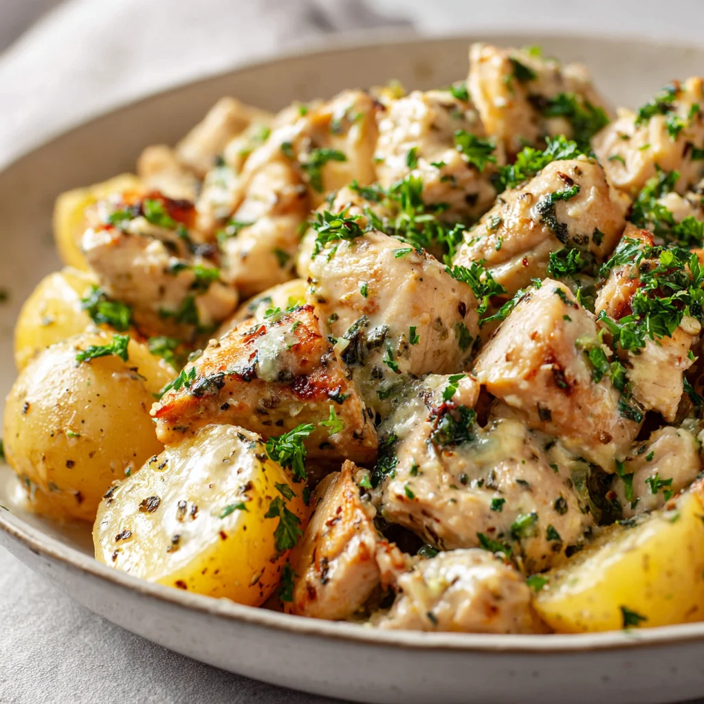Delicious Garlic Parmesan Crockpot Chicken & Potatoes