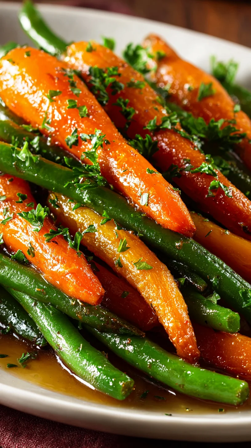 Close-up of glistening honey-glazed vegetables. Close-up of glistening honey-glazed vegetables.
