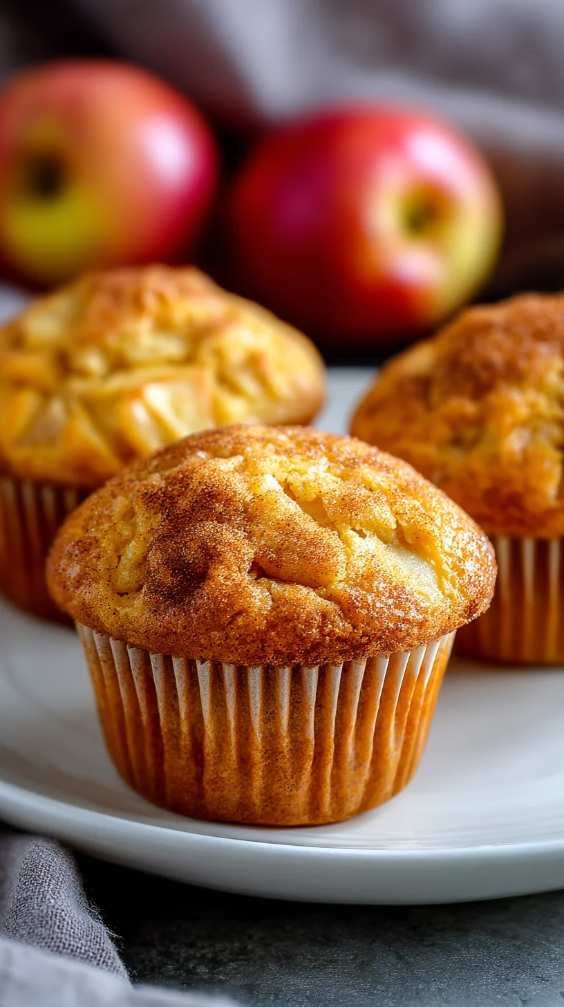 Close-up of a warm, spiced apple cinnamon muffin. Close-up of a warm, spiced apple cinnamon muffin.