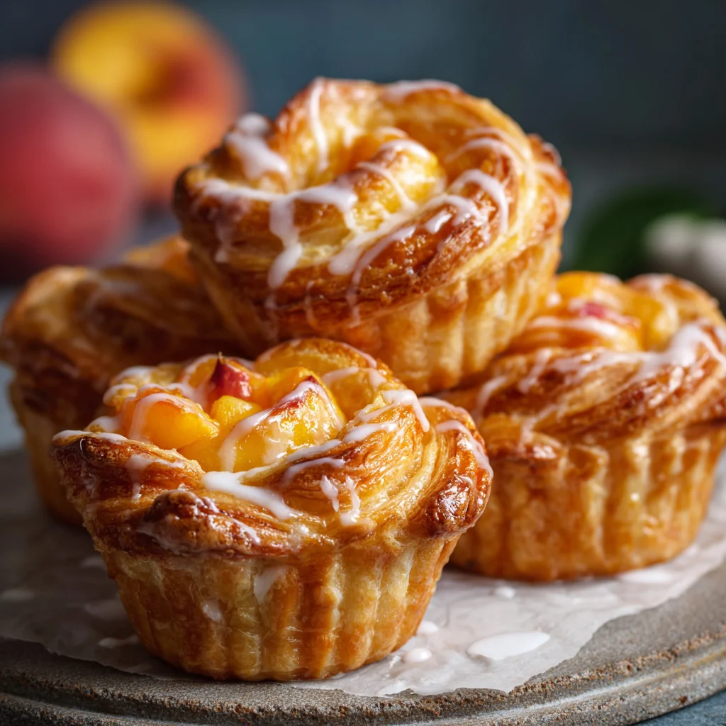 Golden peach pie cruffins, a tempting dessert.
