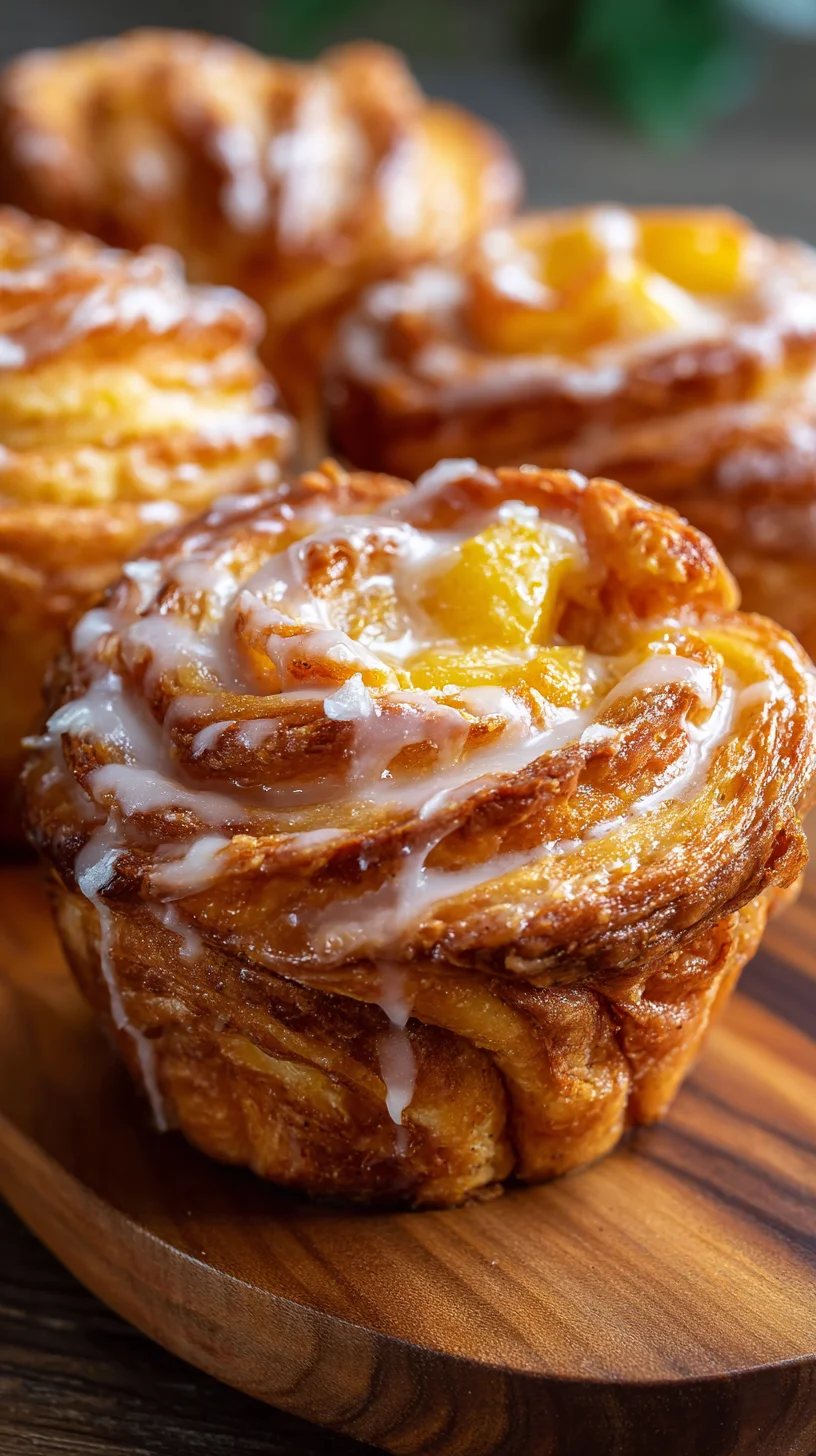 Homemade peach pie cruffins, ready to bake. Homemade peach pie cruffins, ready to bake.