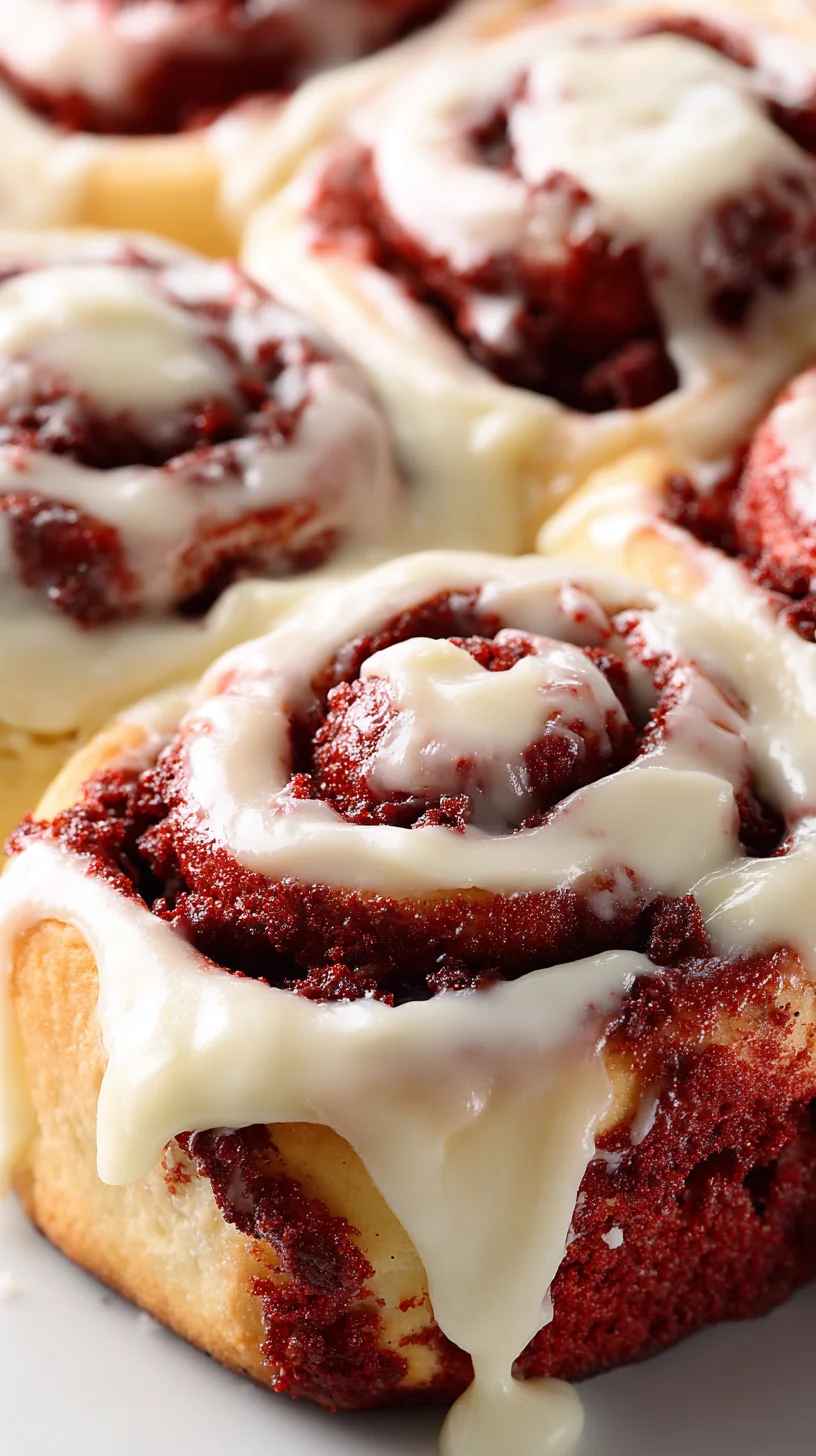 Irresistible red velvet cinnamon rolls, ready to enjoy. Irresistible red velvet cinnamon rolls, ready to enjoy.