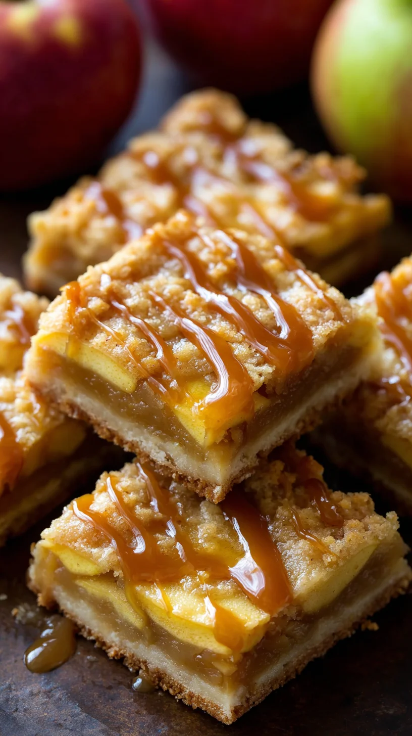 Salted caramel apple bars, ready to eat. Salted caramel apple bars, ready to eat.