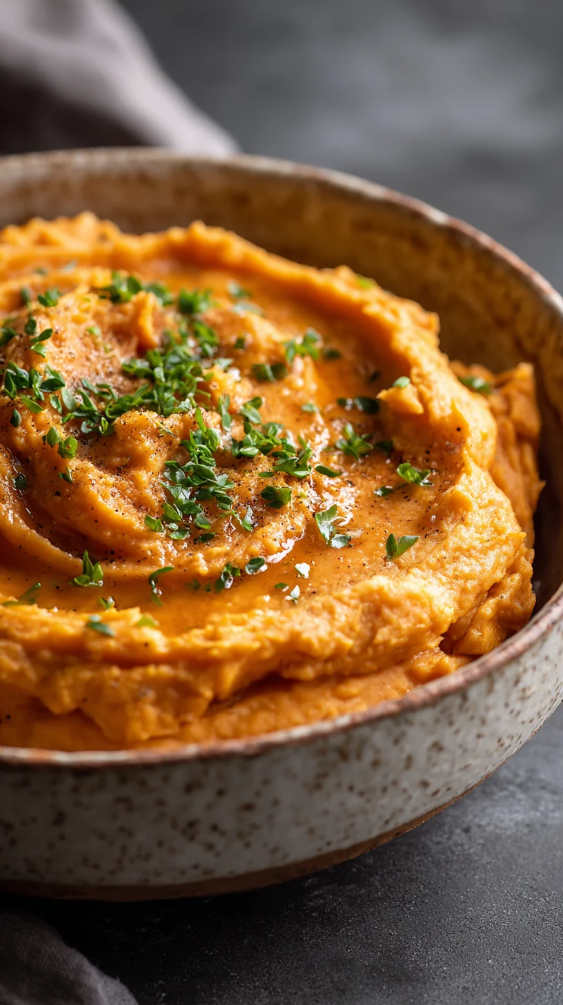 Sweet potato mash drizzled with miso butter.