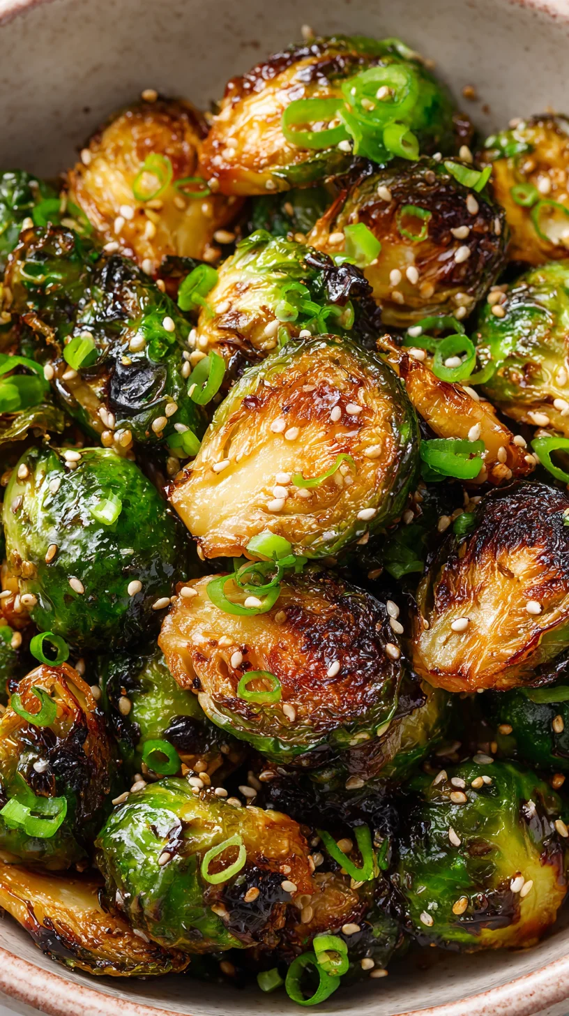 Miso-glazed Brussels sprouts with sesame seeds.