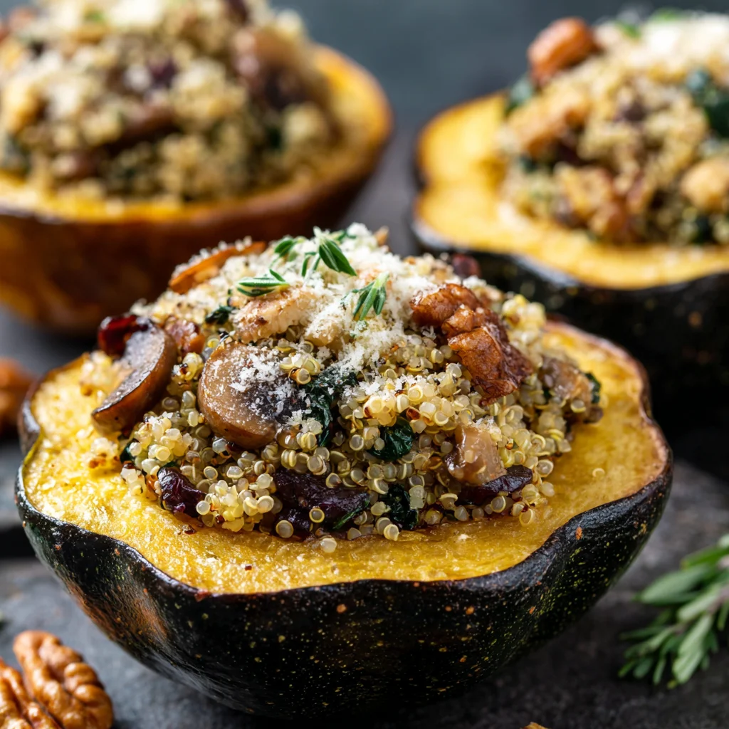 Delicious Mushroom and Quinoa Stuffed Acorn Squash Recipe