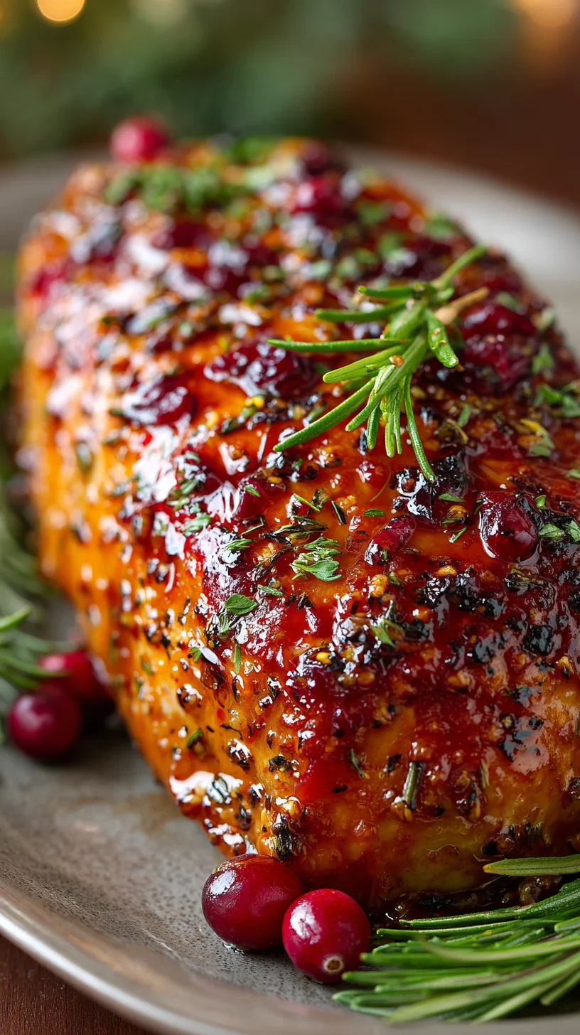Festive turkey breast with a vibrant cranberry orange glaze. Festive turkey breast with a vibrant cranberry orange glaze.