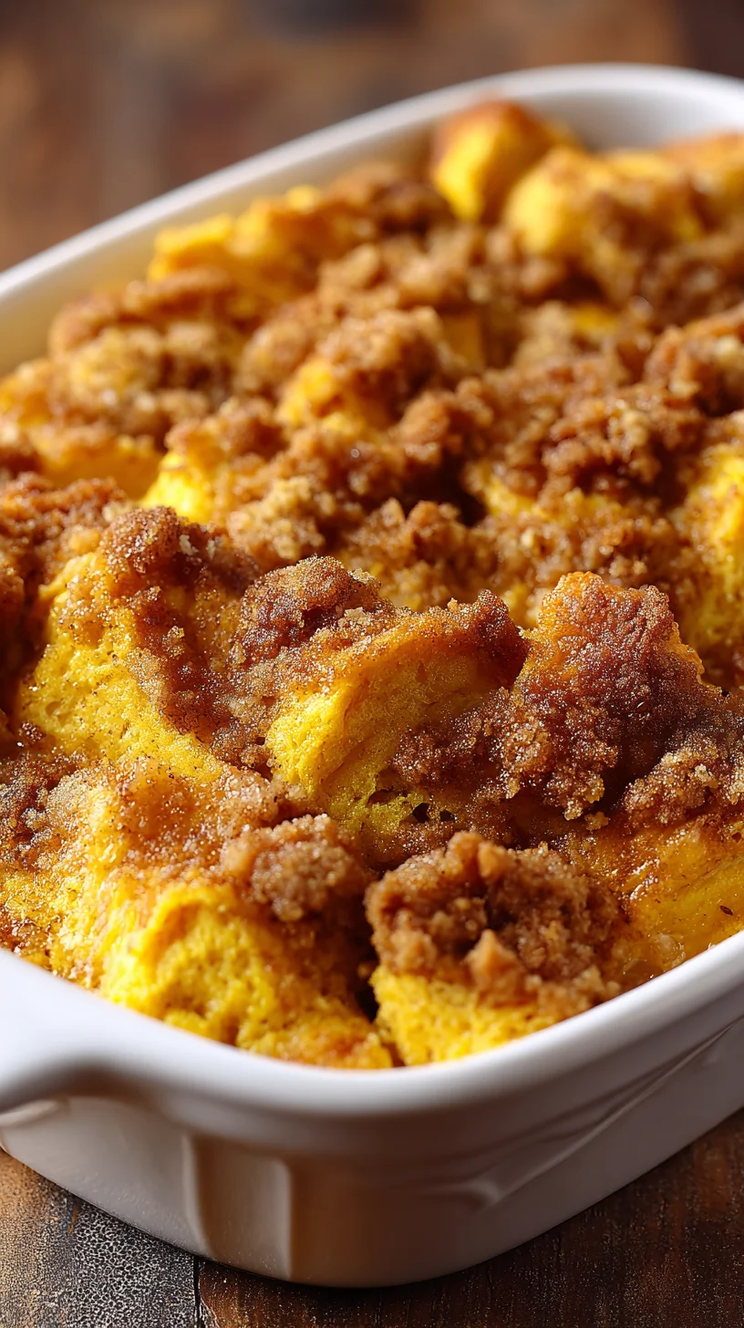 Pumpkin French toast casserole, ready to bake.