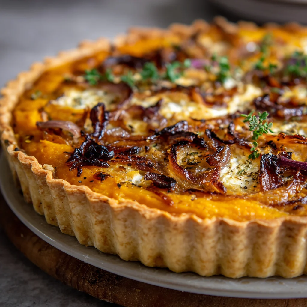 Delicious Pumpkin, Ricotta & Caramelized Onion Tart Recipe