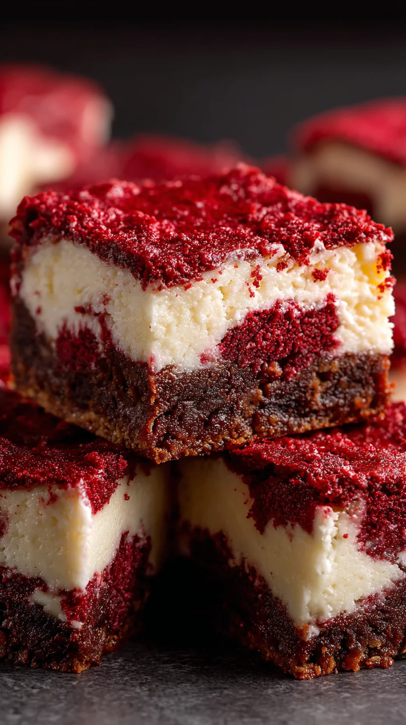 Red velvet cheesecake brownies, swirled together.
