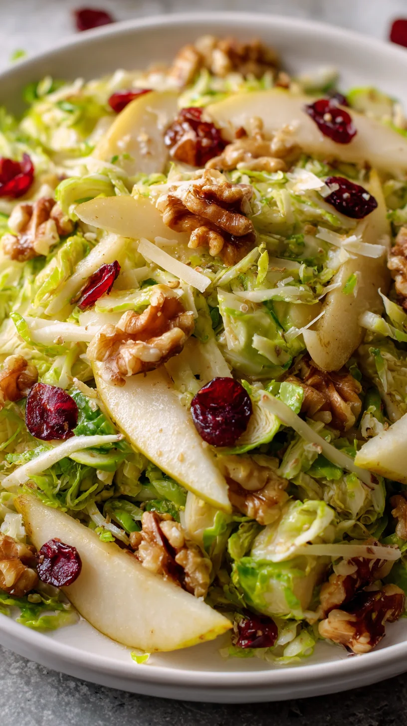 Shaved Brussels and Pear Salad with Maple-Dijon Vinaigrette