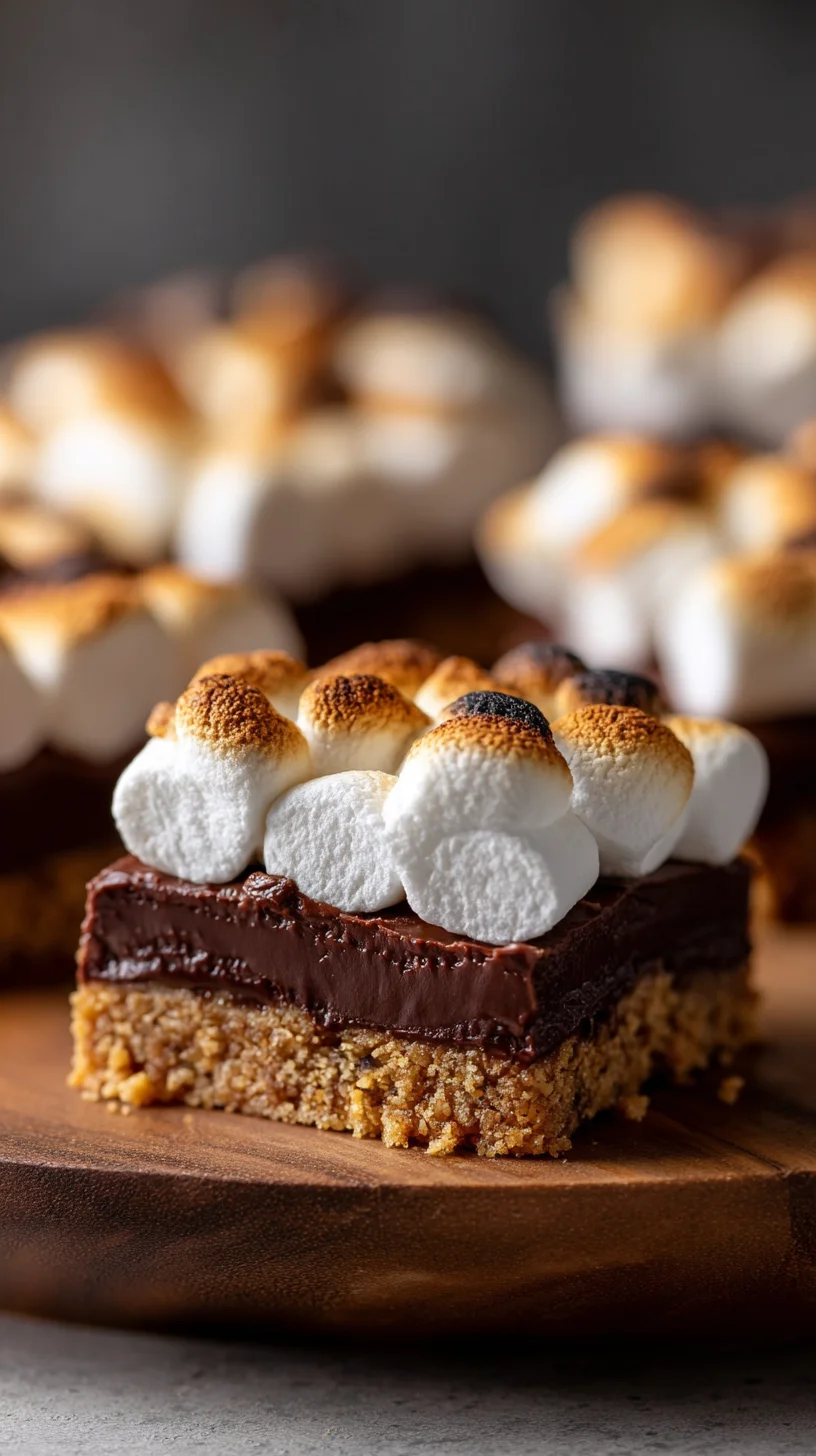 S'mores bars, golden graham cracker crust.