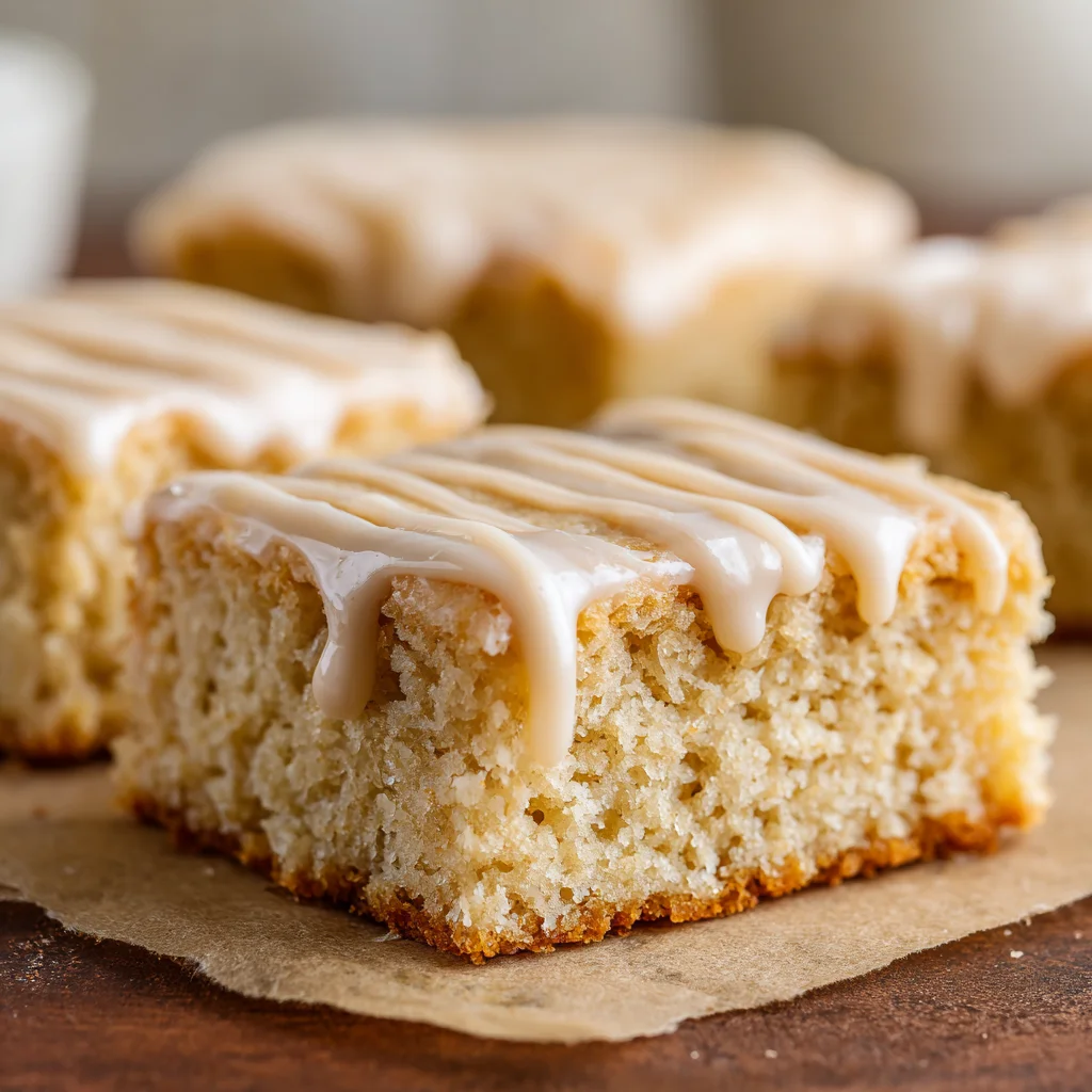 Close-up of soft, maple-flavored donut bars. Close-up of soft, maple-flavored donut bars.