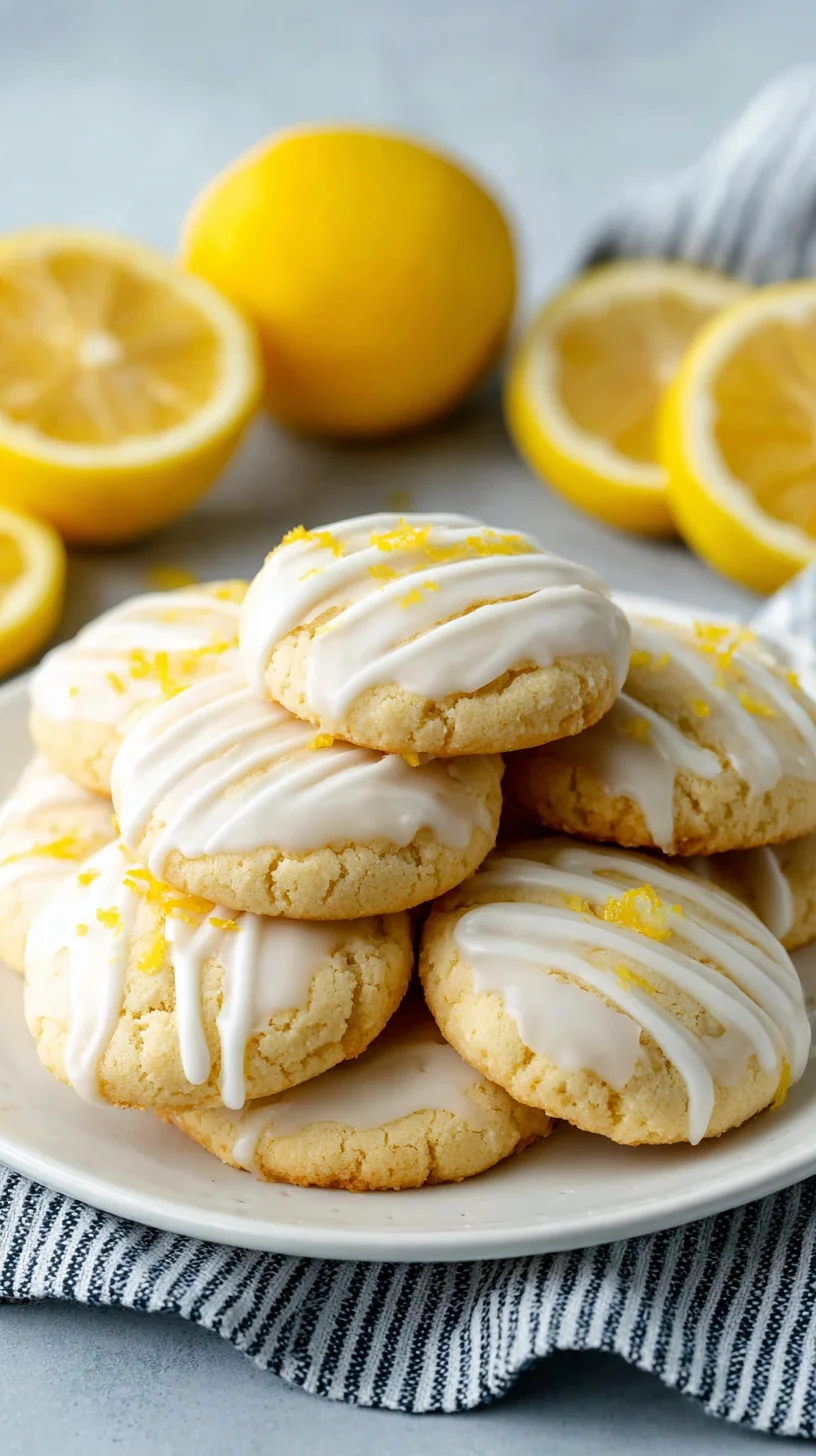 Freshly baked, soft lemon cookies.