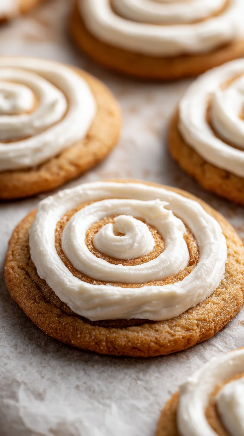 Stacked cinnamon roll cookies with glaze.