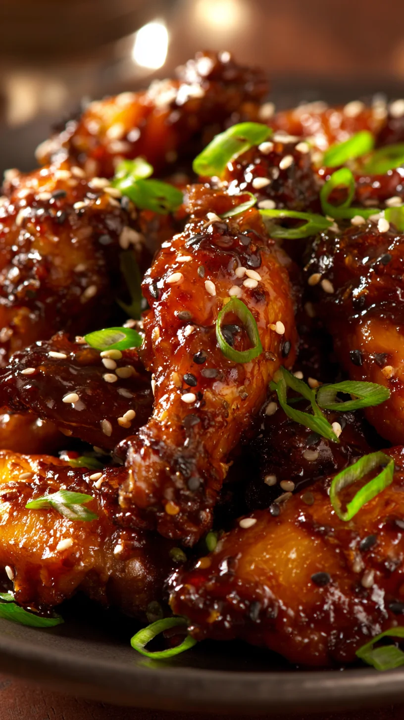 Juicy pineapple-teriyaki chicken wings on a platter. Juicy pineapple-teriyaki chicken wings on a platter.