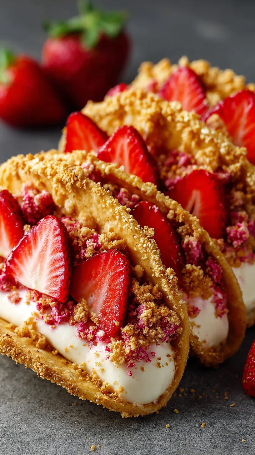 Dessert tacos with strawberry filling. Dessert tacos with strawberry filling.