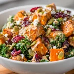 Delicious Sweet Potato Kale Salad with Almond Butter Dressing