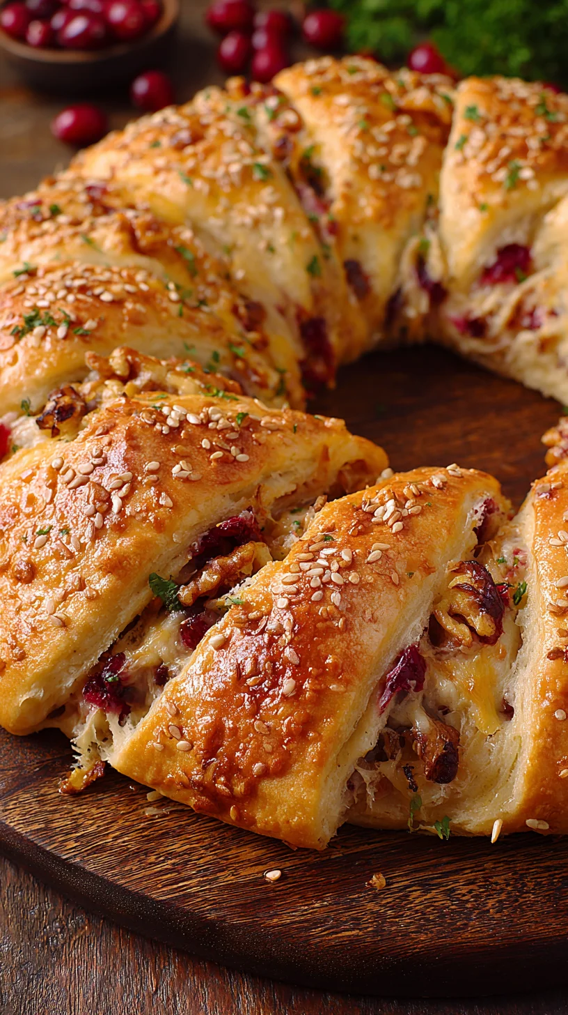 Festive holiday appetizer: Turkey Cranberry Crescent Ring. Festive holiday appetizer: Turkey Cranberry Crescent Ring.