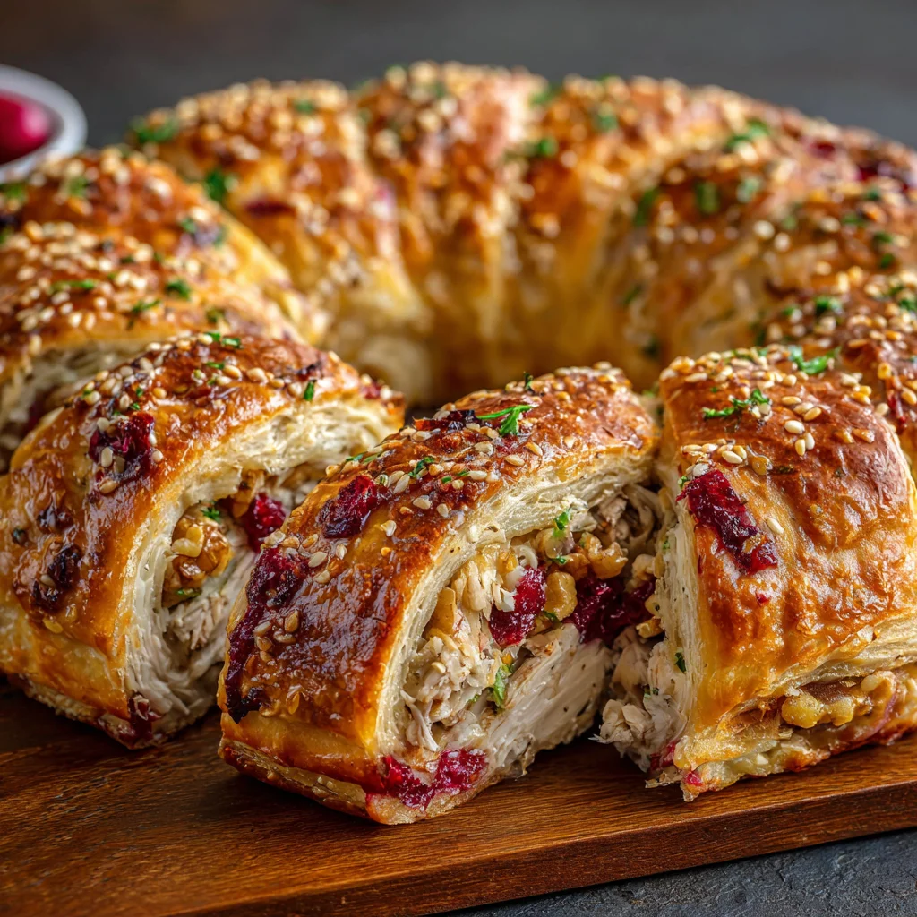 Festive Turkey Cranberry Crescent Ring