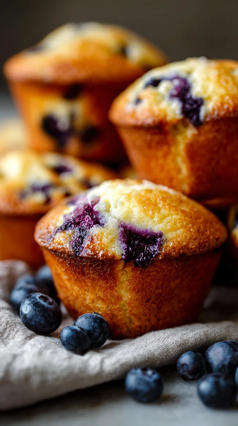 Blueberry cottage cheese muffins, baked and golden.