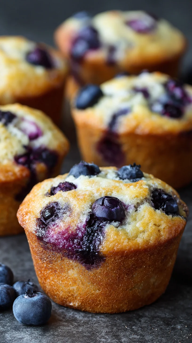 Freshly baked muffins with blueberries and cottage cheese.