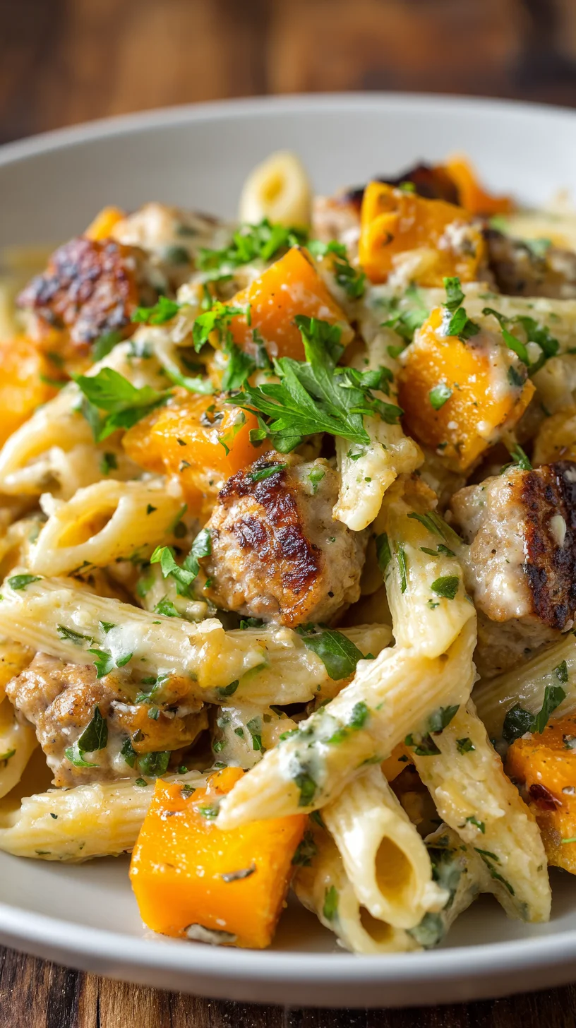 Autumnal pasta dish. Autumnal pasta dish.