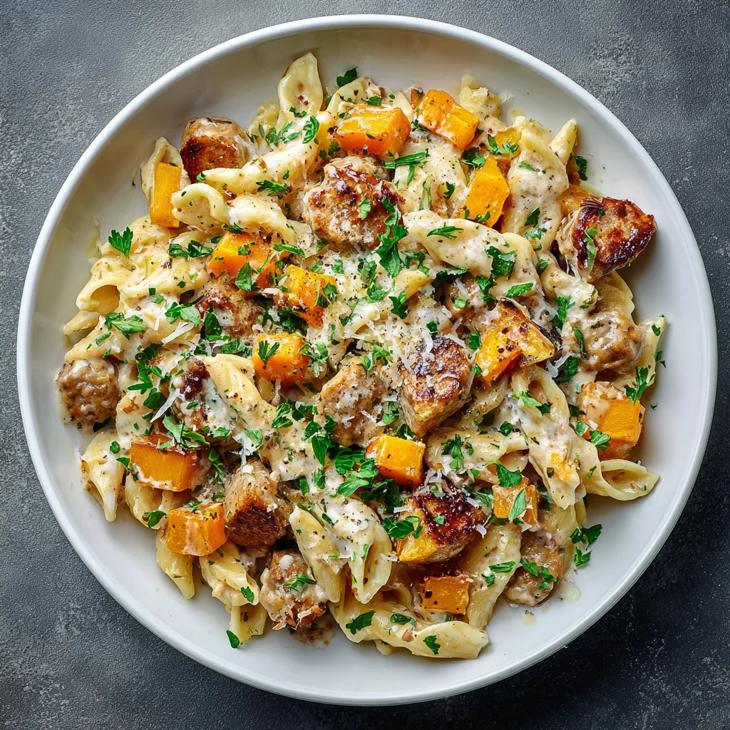 Delicious Autumn Sausage Pasta Squash