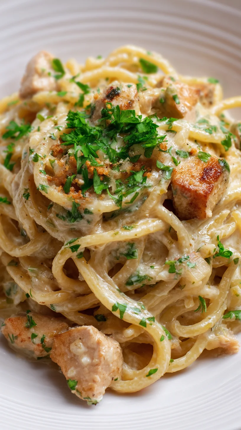 Parmesan chicken pasta dish.