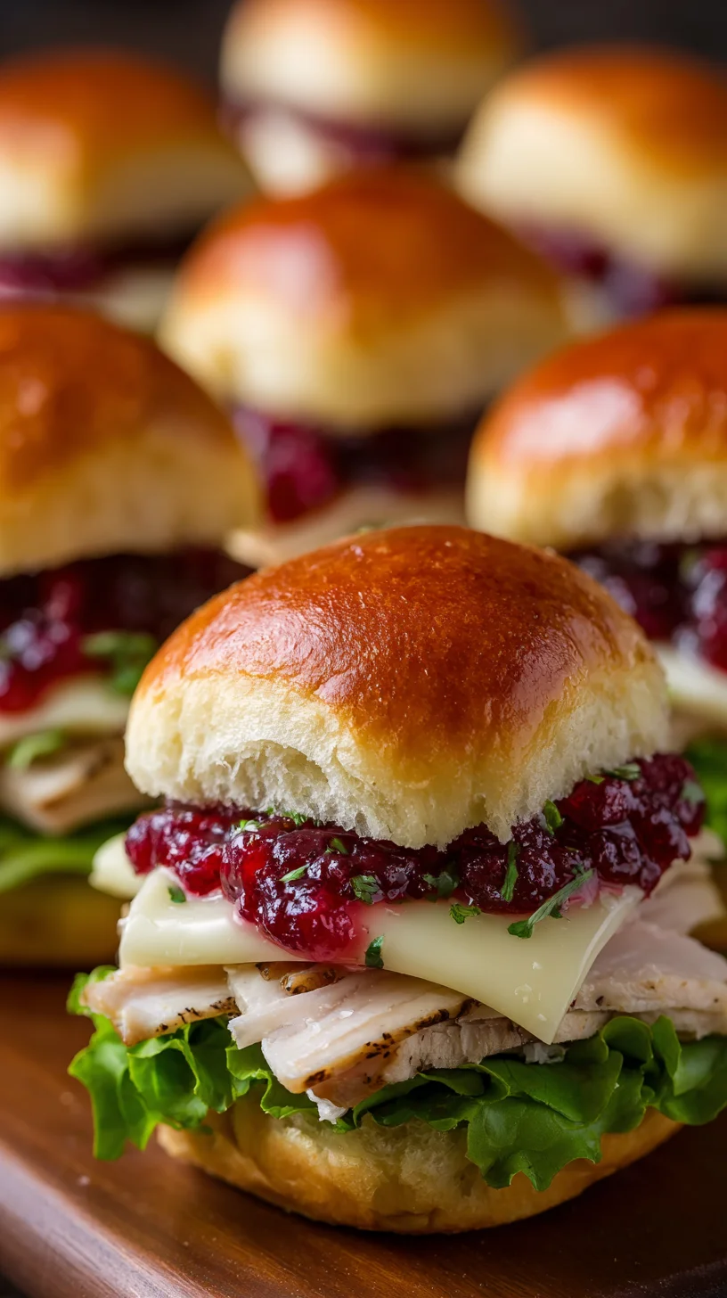 Mini turkey sandwiches with havarti and cranberry. Mini turkey sandwiches with havarti and cranberry.