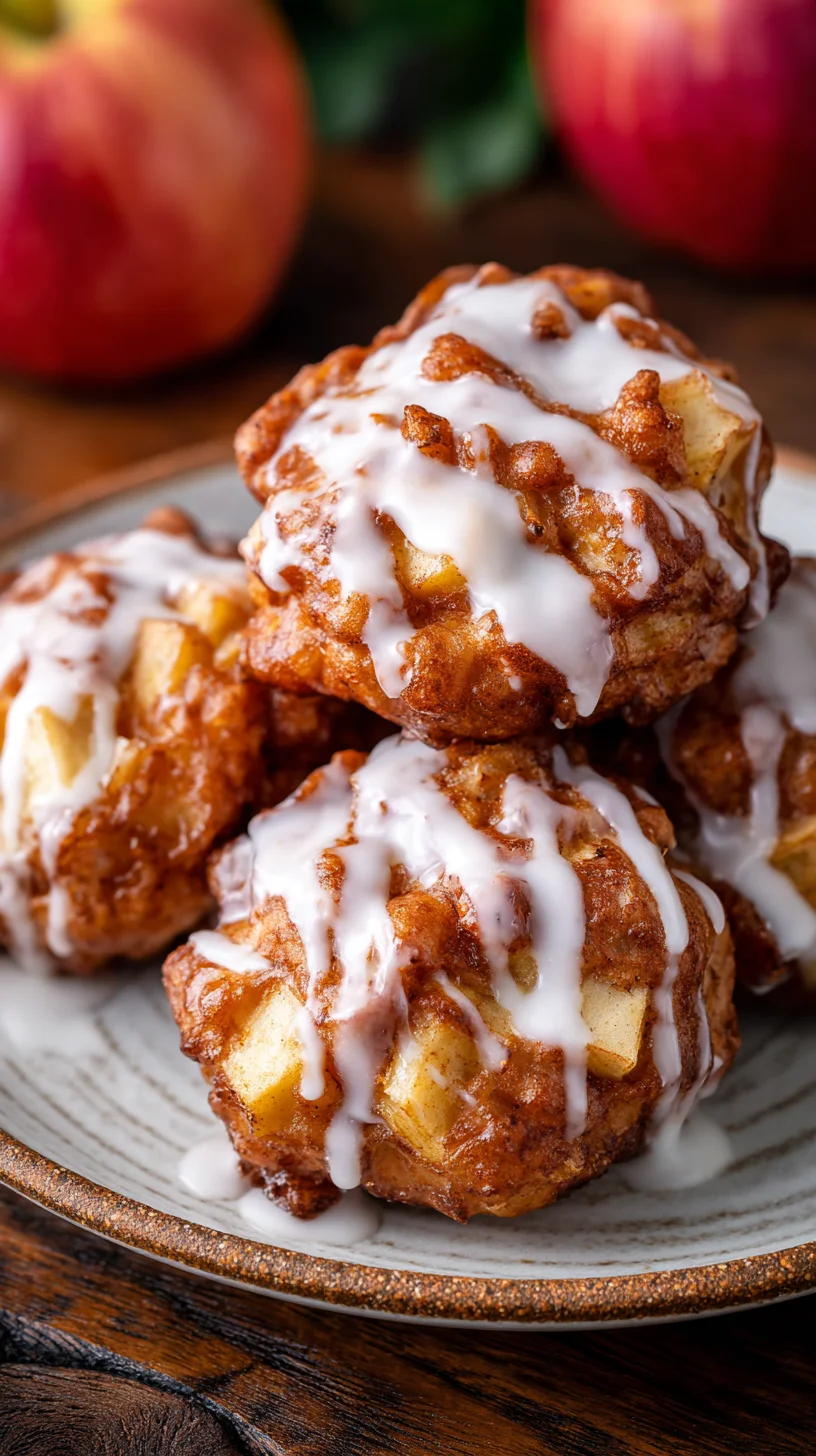 Golden brown apple fritters, healthy air fryer recipe.