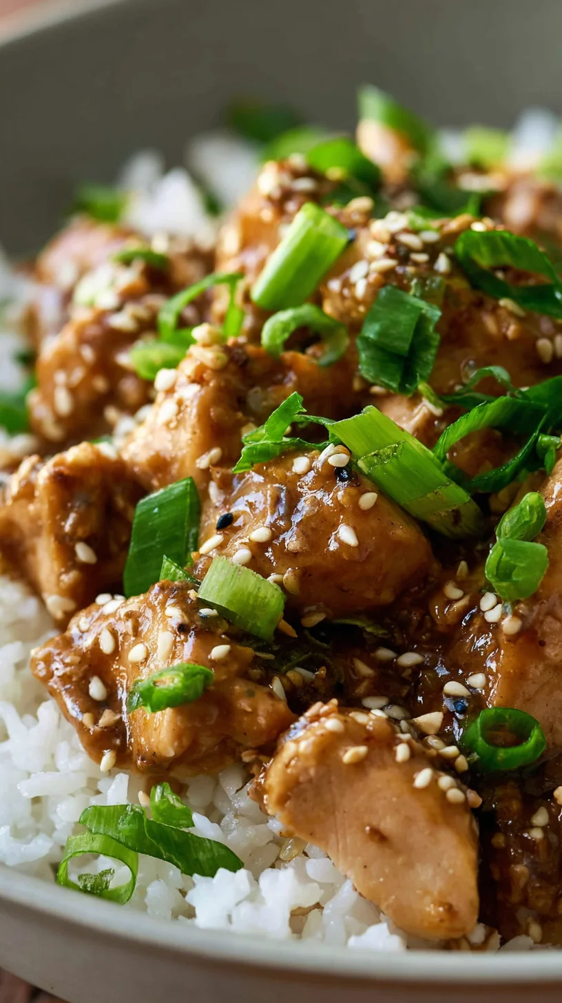 Thai peanut chicken dish, vibrant and appealing.