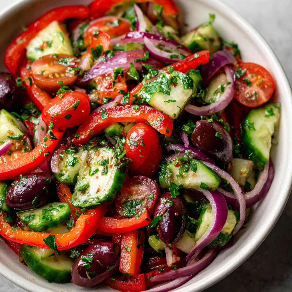 Close-up of vibrant marinated vegetables. Close-up of vibrant marinated vegetables.