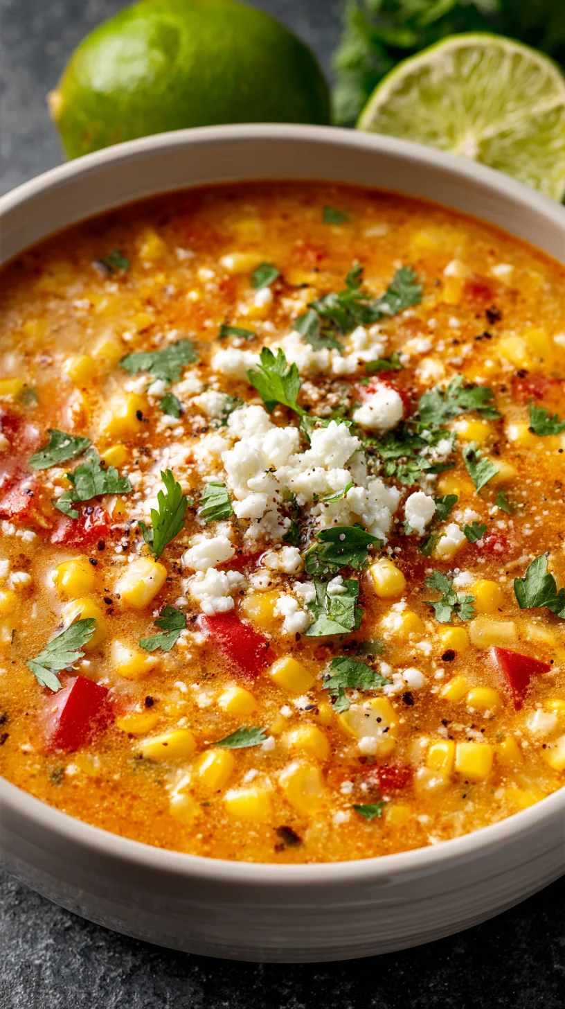 Creamy Mexican street corn soup simmering in a crockpot.