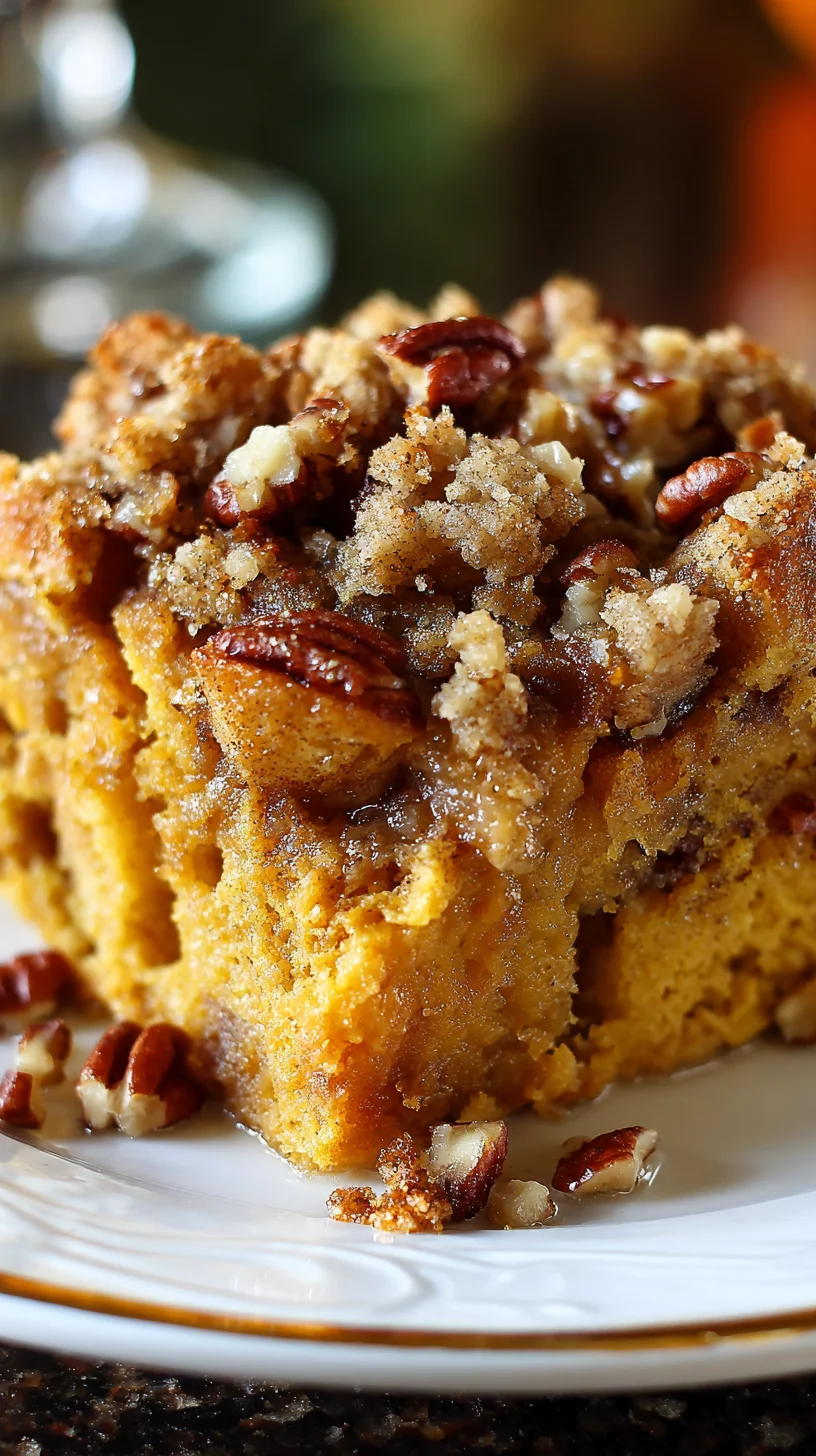 Pumpkin pecan bread pudding, warm and comforting. Pumpkin pecan bread pudding, warm and comforting.