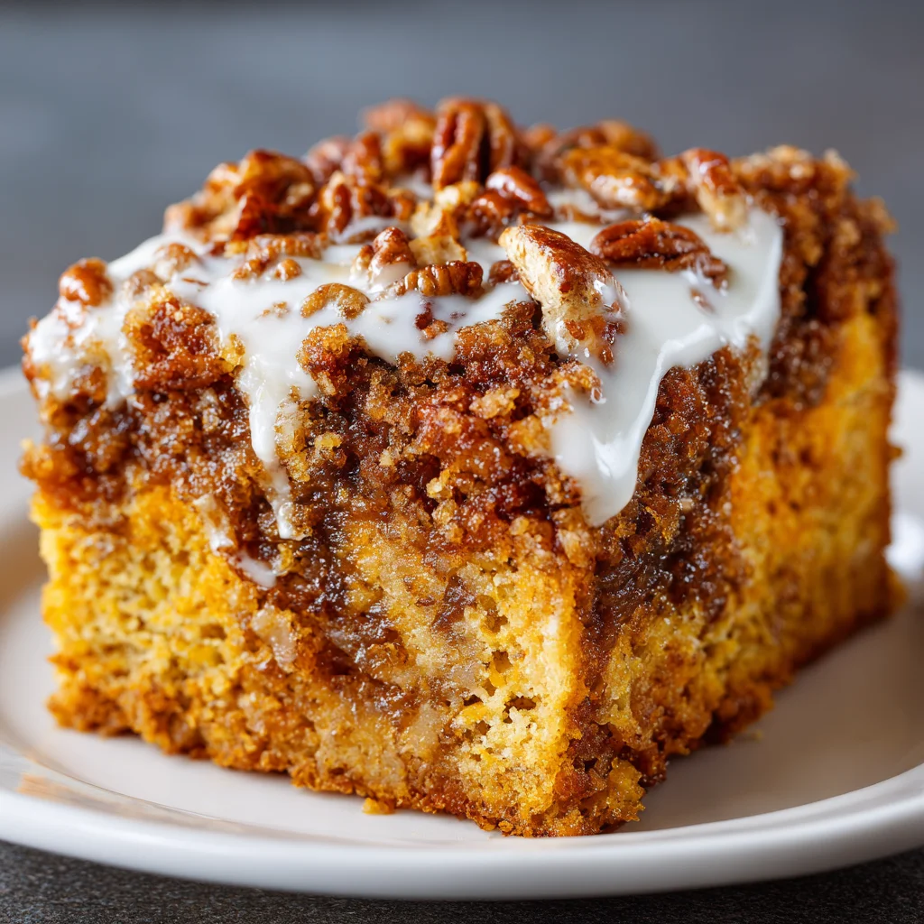 Close-up of creamy pumpkin pecan bread pudding. Close-up of creamy pumpkin pecan bread pudding.